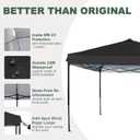 10x10 Canopy Replacement Top with Air Vent Silver Coated for Straight Leg Canopy Frame, (Black)
