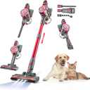WLOTPO Cordless Vacuum Cleaner for Home,Lightweight Stick Vacuum Cordless Rechargeable with Power Suction, Up to 35 Mins Runtime, Hardwood Floor Vacuum for Pet Hair,Carpets,Tile(Cherry Red)
