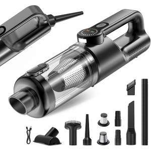 Car Vacuum Portable Cordless-19000 Pa 4 in 1 Handheld Vacuum Cordless Brushless Motor with LED Light and Multi-Nozzles, One-Touch dust Removal for Car, Home, Office, Pet, Black