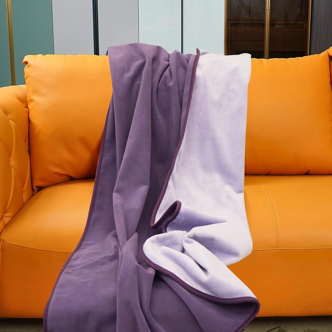 Waterproof Blanket for Bed Couch Sofa, Reversible & Reusable Cat, Dog Blanket Waterproof Washable, Small Water Resistant Blankets, Leakproof (40"x60", Deep Purple/Light Purple)