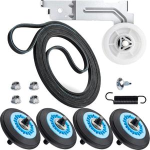 UpgradedDryer Roller Replacement Part for Samsung DV42H5000EWA3 DV45H7000EWA2 DV48H7400EWA2 DV42H5200EPA3 DV40J3000EWA2, DC97-16782A Dryer Roller DC93-00634A Idler Pulley 6602-001655 Dryer Belt Kit