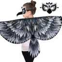 iROLEWIN Bird-Costume-Eagle-Wings for Kids Headband Parrot Owl Dress Up Toys Christmas Birthday Gifts for Girls Boys 3+ (Black)