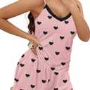 Ekouaer Pajama Sets for Women 2 Piece Soft Lingerie Sleepwear Cute Print Cami Pj Shorts Set Lace Nightwear (Medium, Black Heart)