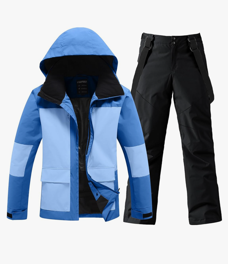 YEEFINE Men's Ski Suit Two Piece Insulated Snowboard Snow Jacket and Pants Set Waterproof Snowsuits Winter Outdoor, XL