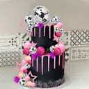 Pink Disco Ball Cake Topper Mirror Balls Cake Decorations with Pink Stars Cake Topper for 70s 80s Disco Dance Saturday Night Fever Birthday Supplies