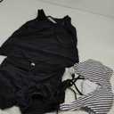 Yonique 3 Piece Tankini Swimsuits for Women Swim Tank Top Bathing Suits with Boy Shorts and Bra Athletic Swimwear (X-Small, Black and Striped)