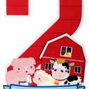 Farm Animal Birthday Party Number Centerpiece 10 Inch Wood Farm Barnyard Party Number Sign Sheep Cow Pig Birthday Barn Sign for Boy and Girl Party Decor(Number 2)
