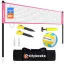 Portable Outdoor Volleyball Net Set for Backyard Beach with Adjustable Poles, Soft PU Volleyball & Pump, Carry Bag and Durable Anti-Sagging Net, 20ft
