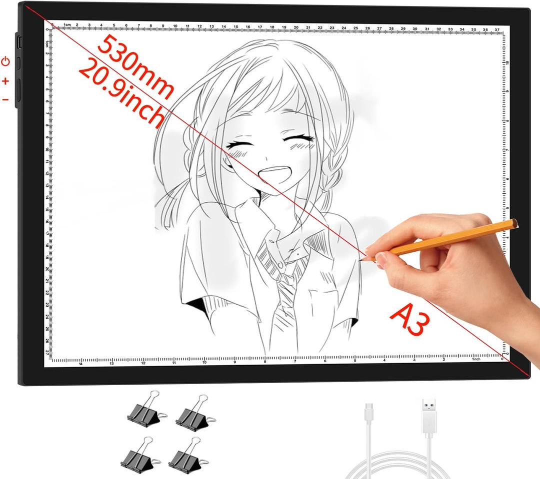 WELZK Light Board A3, 16.612.6inchs Light Pad, Side Button Design, 9 Levels/Stepless Dimming, Light Box Widely for Diamond Painting, Tracing, Weeding Vinyl etc.