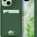 Petocase for iPhone 15 Wallet Case Card Holder Slot Slim Fit Flexible TPU Gel Rubber Soft Skin Silicone Protective Phone Case Cover for Apple iPhone 15 6.1 inch Deep Green