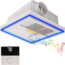 Bathroom Exhaust Fan with Bluetooth Speaker, Exhaust Fan with Light, With Heater and Light, 160 CFM 1.0 Sonar, 5 Color Temperatures, 1 Sensor Night Light, 1 Remote Control, Easy to Install, Medium