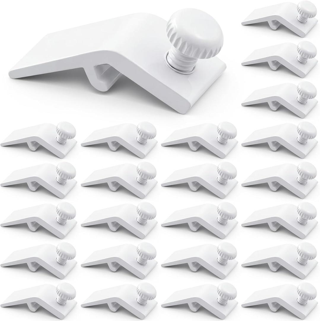 Blulu 24 Pcs Storm Door Panel Clip with Screws 5/16" Offset Aluminum Storm Window Clips Screen Door Hardware (White)