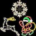 Christmas Window Silhouette Lights Decorations - 16in Pack of 3 USB Sign Lighted Colour Snowflake Reindeer Santa Claus for Holiday Indoor Wall Door Glass Decorations