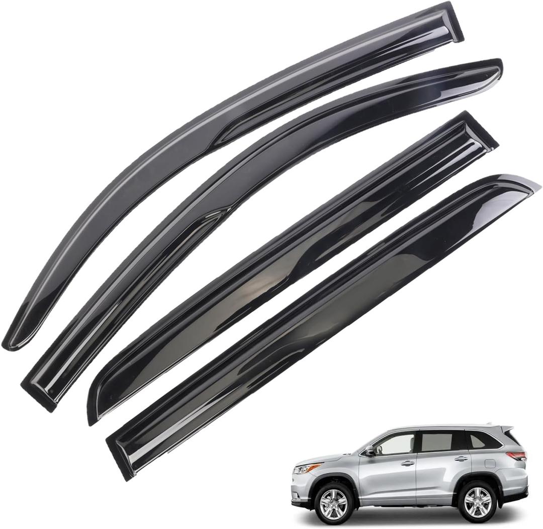 Window Visors Rain Guards Deflector Fit forToyota Highlander 2014 15 16 17 18 2019 Accessories 4 pcs -Ram Window Deflector Visors Vent Sun Rain Guard Shade
