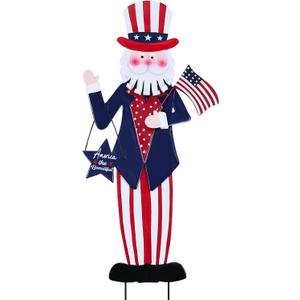 hogardeck 4th of July Decorations Outdoor, Uncle Sam Patriotic Decorative Garden Stakes for Fourth of July Decorations, Memorial Day Metal Yart Art for Outside Porch Patio Lawn Decor