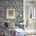 Dimoon 197"x17.3" Vintage Wallpaper Floral Peel and Stick Wallpaper Boho Contact Paper Dark Blue Cute Flower Removable Wall Paper Renter Friendly Kitchen Shelf Liner Bathroom Self Adhesive Vinyl Roll