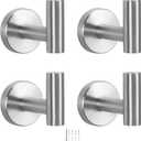 NearMoon Bath Towel Hooks- SUS 304 Stainless Steel Robe Hook Holder, Heavy Duty Coat Hook for Bathroom Livingroom Hotel Kitchen Garage, Wall Mounted- 4 Pack (Brushed Nickel)