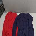 Riyiper 2 Pack Women's Ribbed Shirts, Mock Turtleneck Long Sleeve Tops Slim Fitted Undershirts Casual Basic Layering Tees (Navy Blue, Red,Large)