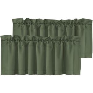 H.VERSAILTEX Blackout Kitchen Curtain Valances,Short Window Valance Curtains for Living Room/Bedroom/Bathroom Privacy Decorative Rod Pocket2 Panels52" W x 18" L, Bronze Green