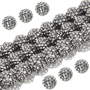 50PCs 16MM Chunky Resin Rhinestone Beads Round Disco Ball Bubblegum Beads for Women Necklace Bracelet Jewelry Making Phone Lanyard Hair Accessories DIY Crafts (Black)