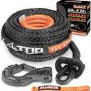 ALL-TOP Synthetic Winch Rope w/Hook & Isolator, 3/8in x 92ft, 25500Lbs UHMWPE Cable Replace Kit, Forged Hook & Rubber Stopper & Safety Pull Strap
