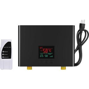 Electric Tankless Water Heater 110V, Instant Hot Water with Auto Temp Control & Self-Check, Mini Design for Bathroom Kitchen (Black)