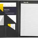 Samsill Classic Collection Business Portfolio - Executive Padfolio for Resume & Document Organizer - 8.5 by 11-Inch Legal Pad, Faux Leather with Brass Corners (Black)