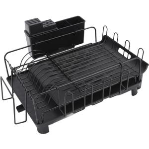 Retractable Dish Rack, Multifunctional Large Capacity Expandable Dish Drainer, Dish Drying Rack Expandable Dish Racks for Kitchen Counter Black