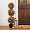 Hotop Fall Artificial Triple Ball Boxwood Topiary Tree 35.5" Porch Decor
