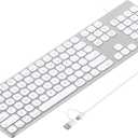 Aluminum USB Wired Keyboard with Numeric Keypad for Mac Pro, Mini Mac, iMac, iMac Pro, MacBook Pro/Air, Laptop and PC Computer (Silver)