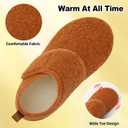 L-RUN Womens Mens House Slippers Non-Slip Warm Booties Slippers for Indoor and Outdoor Lighweight House Shoes Washable (5.5-6.5 Women/4-5 Men, Brown)
