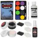 2 x Halloween Liquid Latex Special Effects SFX Makeup Kit - 8 Colors Bruise Face Body Paint Palette,Liquid Latex+Scar Wax+Spatula Tool+Fake Blood Spray+Coagulated Blood With Sponges for Halloween Cosplay