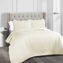 Lush Decor Ava Quilt Diamond Pattern Solid 3 Piece Oversized Bedding Blanket Bedspread Set - King - Ivory 