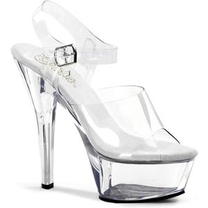Pleaser Women's Kiss-208 Ankle-Strap Sandal (Clear/Clear), 8