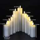 Eywamage Realistic Ivory Slim Flameless Pillar Candes with Remote, Real Wax Flickering Tall LED Battery Fireplace Candles Set of 9