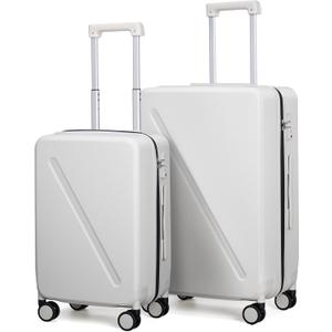 MILADA 2 Piece Luggage Sets, Hard Case Luggage set TSA Approved, Suitcase With Wheels Set 20 Inch Carry On Bag Luggage 28 Inch For Long Trip, Smoke White