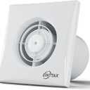 4 Inch Bathroom Exhaust Fan, 130m³/ h Quiet Ventilation Extractor with Check Valve, Wall/ Window Mount Bathroom Exhaust Fan for Kitchen, Garage, Office, Shop, 12W, 34 dB, White