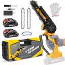 Mini Chainsaw 6 Inches, 2 Chains, 2 Batteries, One-handed Mini Chainsaw, Suitable For Garden, Garden, Branches, Wood