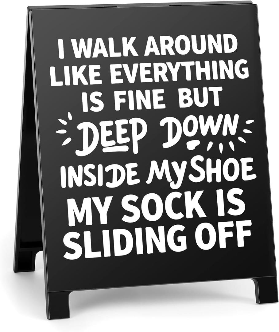 I Walk Around like Everything Is Fine Funny Desk Decor Acrylic Office Tabletop Sign Christmas Gift for Coworkers Friends Home Workspace Cubicle Desk Decoration for Work Humor Daily Smile Motivation