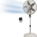 Lasko Cyclone Pedestal Fan, Adjustable Height, Remote Control, Timer, 3 Speeds, for Bedroom, Kitchen, Office and Living Room, 18", White, 1885, Large