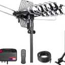 2026 TV Antenna Outdoor Antenna for Smart and Older TVs (2 Outputs),200Miles Long Range with UHF/VHF, 360 Motorized Rotation,Mounting Pole, and 25FT RG6 Cable  Supports 4K, 1080P