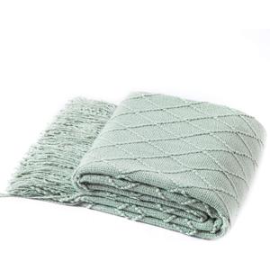 Homiest Decorative Knitted Throw Blanket with Fringe Soft & Cozy Tassel Blanket for Couch Sofa Bed (50" x 60", Aqua)