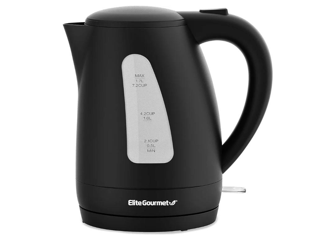 Elite Gourmet EKT8690 1.7L Electric Tea Kettle 1500W Hot Water Heater Boiler BPA-Free, Fast Boil, Water Level Window and Auto Shut-Off, Black