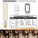 T10 Led Tubular Bulb 60 Watt E26 Incandescent Bulb 6W Dimmable Edison Led Long 3000K Soft White 600lm E26 Medium Base Lamp 7.3in,4-Pack