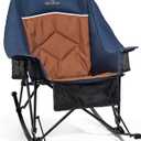 400lbs Rocking Camping Chair, Oversized Heavy Duty XL Folding Rocker for Adults, Padded High Back Big & Tall Support, with Cup Holders & Carry Bag for RV, Lawn, Patio & Sports