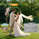 Wedding Arch Backdrop Stand 4ft, Metal Arch with Cover, Metal Arch Stand & Arch Stand Cover Set with 100 Party Multi-Colored Balloons for Birthday Party Wedding Ceremony Bridal Baby Shower Event Decor