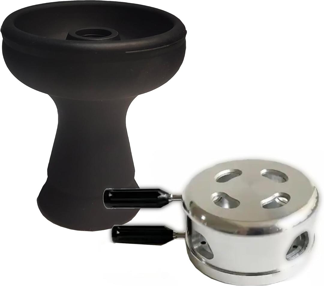 VOVCIG Hookah Bowl Set with HMD Upgade Aluminum Heat Management Device Charcoal Holder Premium Silicon Shisha Bowl for Smoking Hookah Accessaries