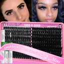 Lash Clusters Kit 100D+200D Thick Volume Eyelash Clusters Kit 12-25mm Wispy Individual Lashes D Curl Long Cluster with Lash Bond and Seal Waterproof DIY Lash Extension Kit(KIT-280PCS)