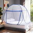 Pop-Up Mosquito Net Tent for Bed, Folding Portable Camping Travel Mosquito Tent with Net Bottom for Baby Adults, Easy to Install and Wash Mosquito Net for King Size Bed L79 x W71 x H59 inch, 2 Entries