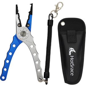 Fishing Pliers, 7.5 Inch, 420 Stainless Steel, Tungsten Carbide Cutters (Blue, 7 inch)